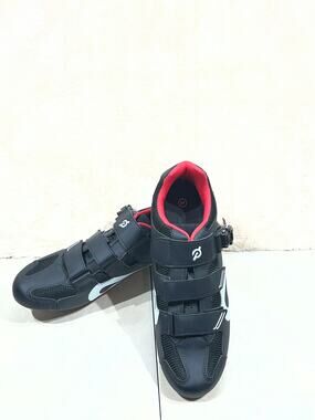 Peloton Cycling Shoes Mens EU 45 US 11 Black Red Road Bike Shoes SPD Cleats EUC